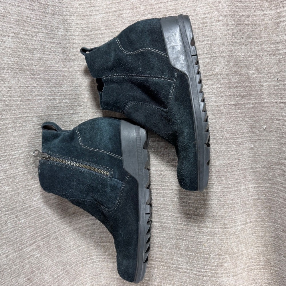 Sorel Joan of Arctic Wedge II Chelsea Black Suede Zip Ankle Boots Women's 9.5 - Picture 2 of 10